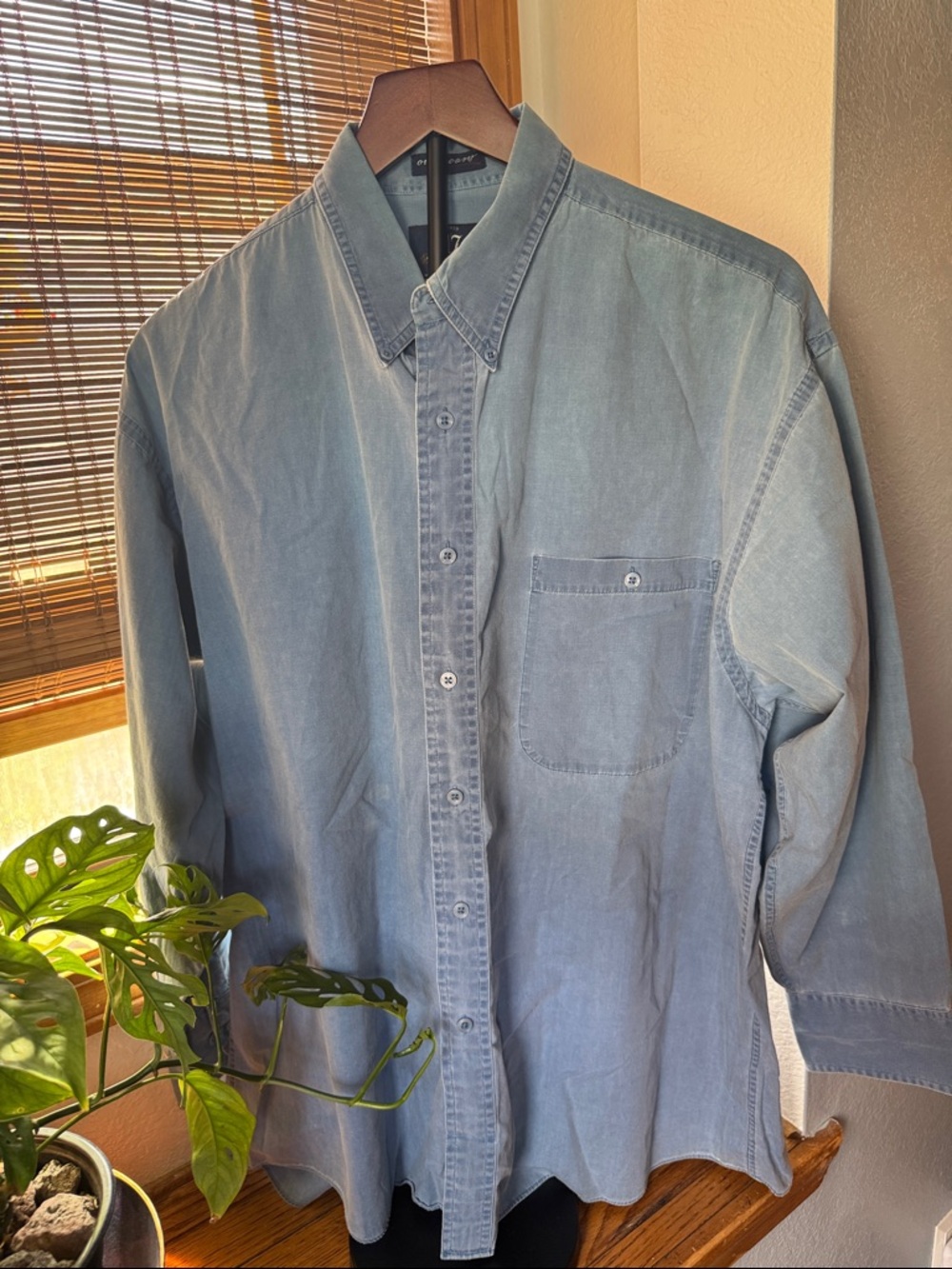 VTG 90’s Van Heusen 417 Over Easy Blue Cotton Button Down SZ 16 32/33 dad core